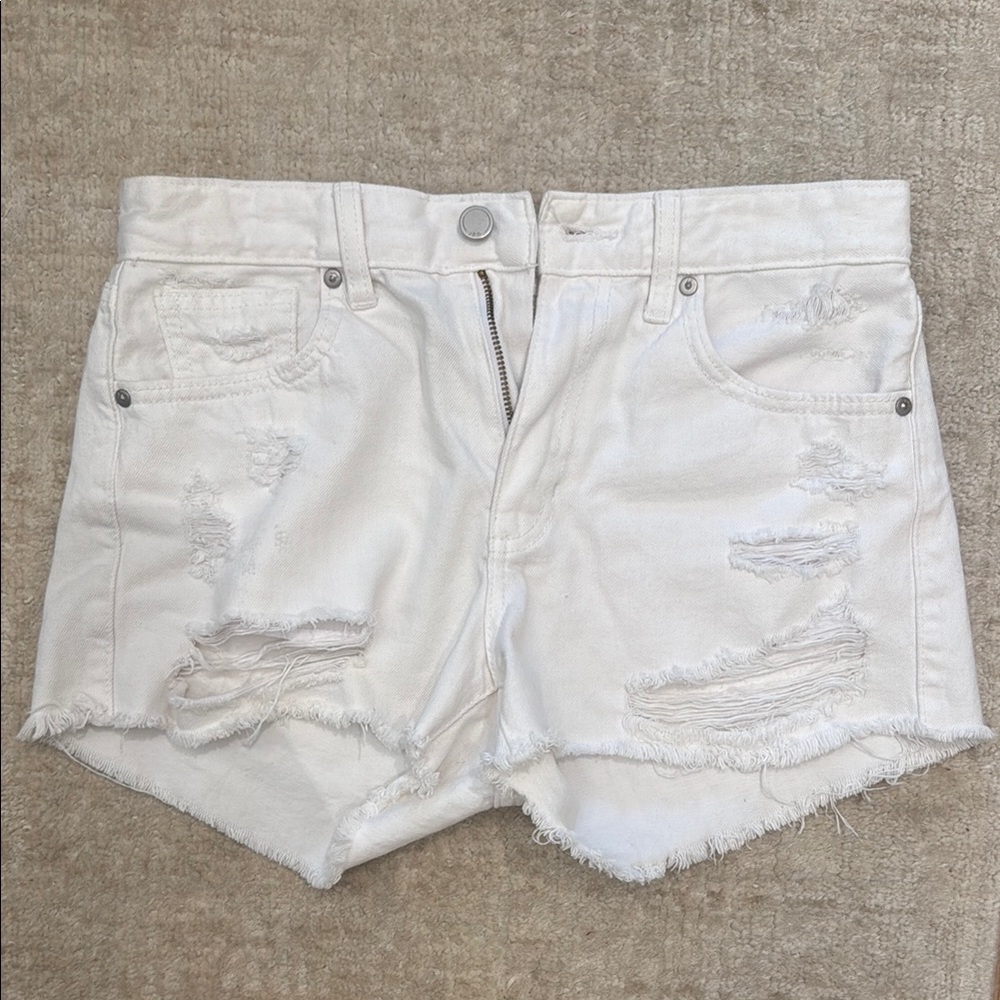 White Distressed Denim Shorts